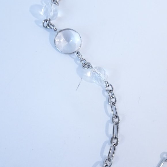 Ann Taylor Clear Stone Fireball Link Toggle Necklace  NWOT $59.50 - Picture 3 of 11